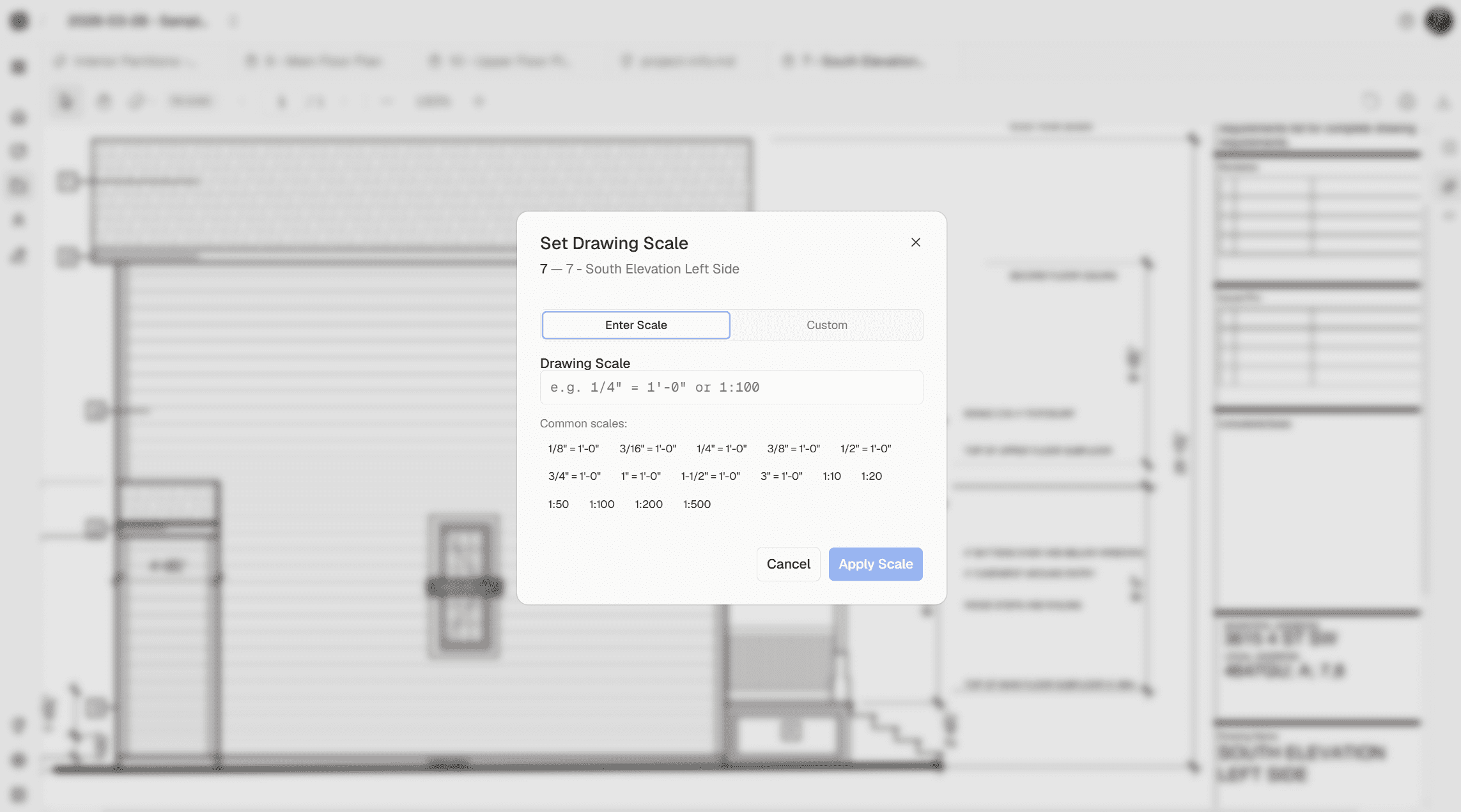 on screen construction takeoff scale calibration