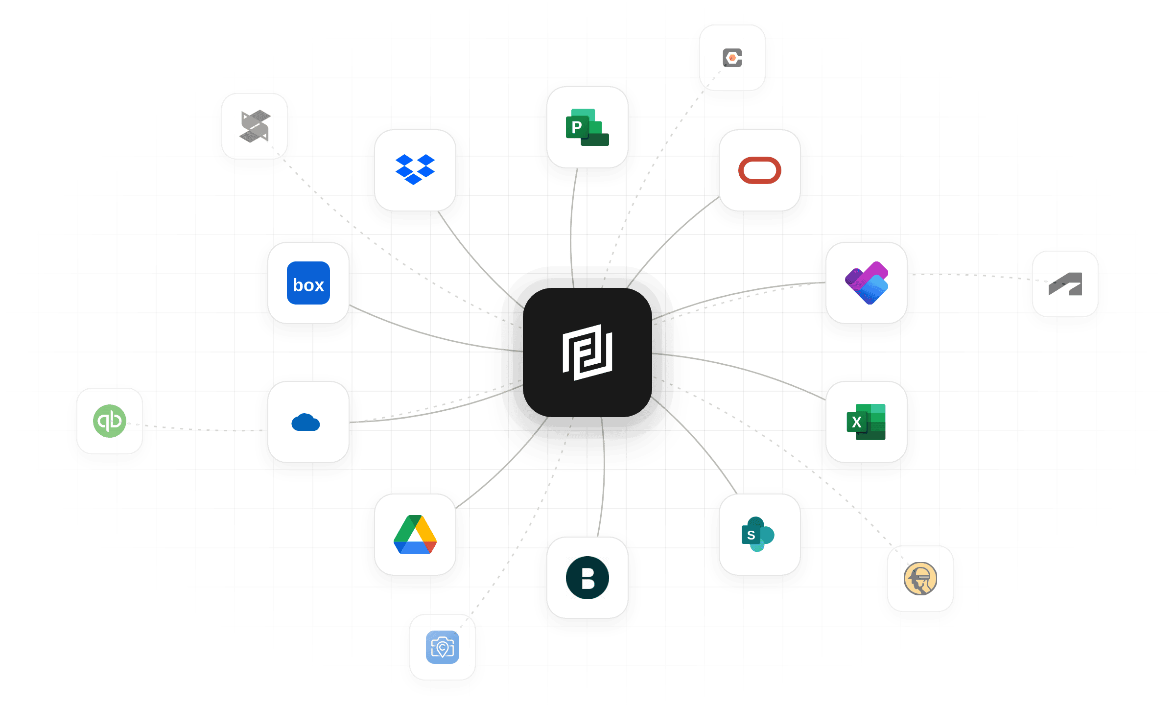 Framework connected to Microsoft Project, Primavera P6, Planner, Excel, SharePoint, Bridgit, Google Drive, OneDrive, Box and Dropbox, with more coming soon